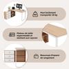 Simple Desk, Office Desk, Three Drawers, Two Open Storage Compartments, Solid Steel Tube, Wide and Thick Tabletop, Stable Load Capacity, Natural