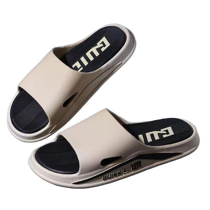 New slippers men's summer thick-soled outer wear sports wear-resistant indoor home non-slip one-word drag cool slippers