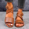 Plus Size New Crossover Strap Sandals Summer New Round Toe Lightweight Simple Temperament Soft Sole Roman Shoes
