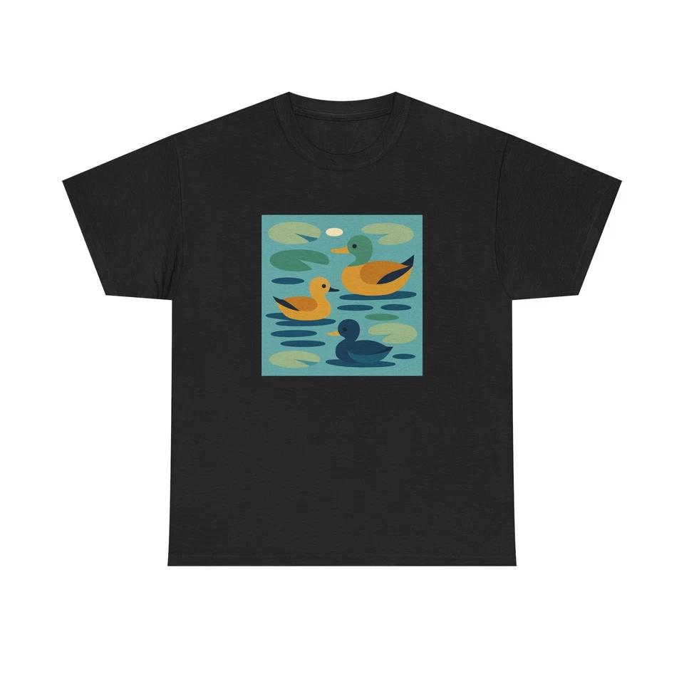 Unisex Adult T Shirt Mid Century Modern Abstract Ducks Pond S