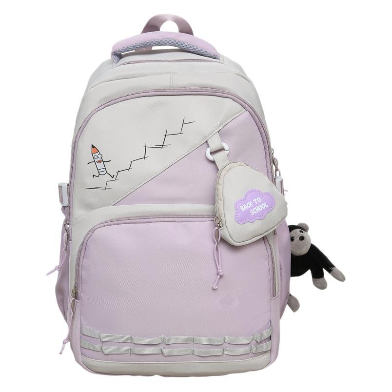 Schoolbag schoolbag female junior high school student college student backpack large capacity versatile contrasting splicing ins couple backpack