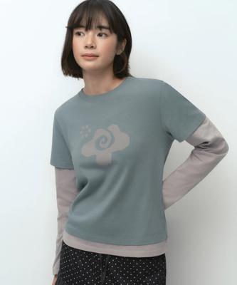 MUSINSA STANDARD WOMAN [Ohesio Collaboration] Layered Long Sleeve T-Shirt [Mint Gray]