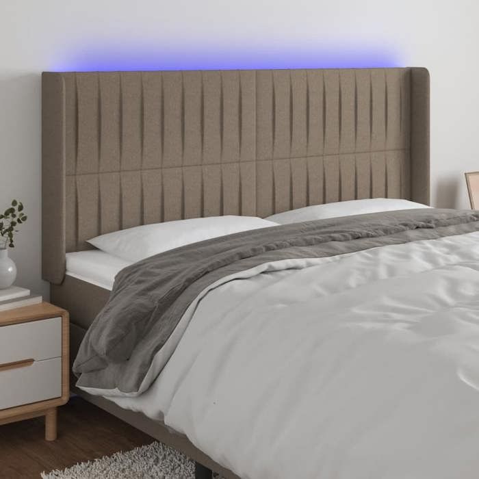 VidaXL Tête de Lit à LED Meuble de Chambre à Coucher Accessoire de Lit Double Tête de Cadre de Lit Intérieur Taupe 3124304