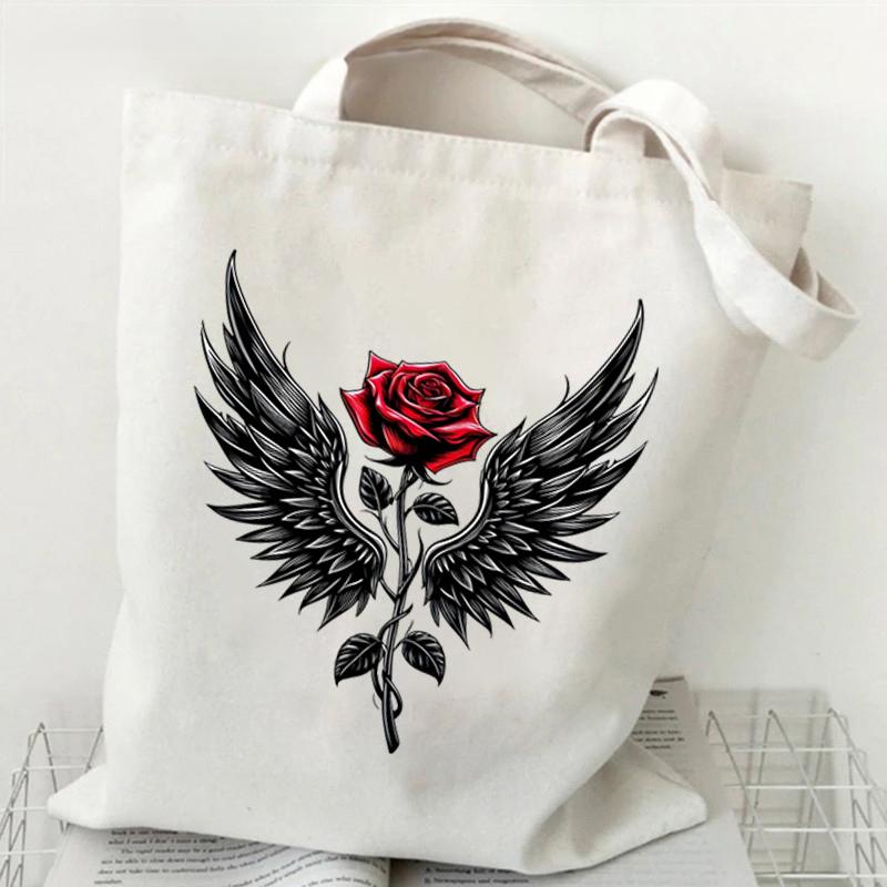 Bolsa de compras de lona com gráficos Harajuku Bolsa tote feminina Bolsa de ombro de grande capacidade Bolsa tote feminina ecológica