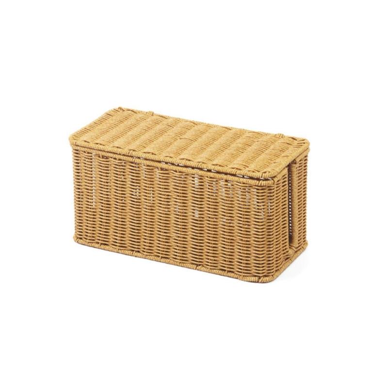 Elegant Handcrafted PE Woven Desktop Organiser Basket For Charger And Cables Waterproof Power Strips Holder