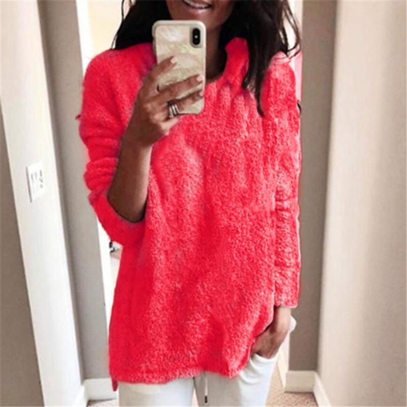 Damen Samt Schlafkleid - Bequemer Winter Hausmantel mit Tasche, Rundhalsausschnitt Einfarbig Maschinenwaschbar Freizeitkleidung, Weich Gestrickt Indoor