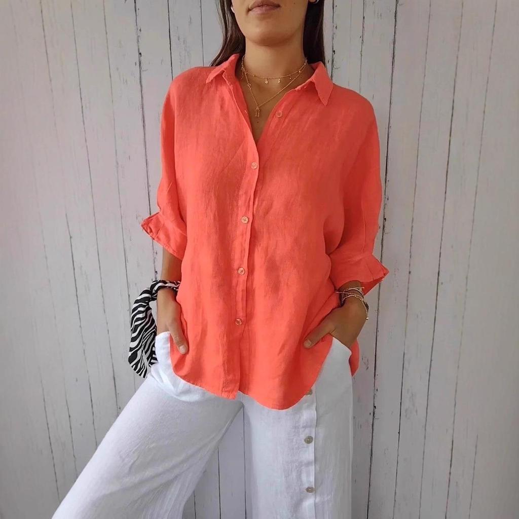 2025 EU Spring Cotton Linen Lace-Up Long Sleeve Shirt