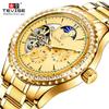 Fashion TEVISE Top Brand New Popular Full Stanless Steel Luxury Golden Mechanical Men's Watch Gold Fully Automatic T807F