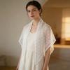 Lightweight Embroidery Edge Sheer Mesh Scarf Floral Wrap Scarf  Wedding