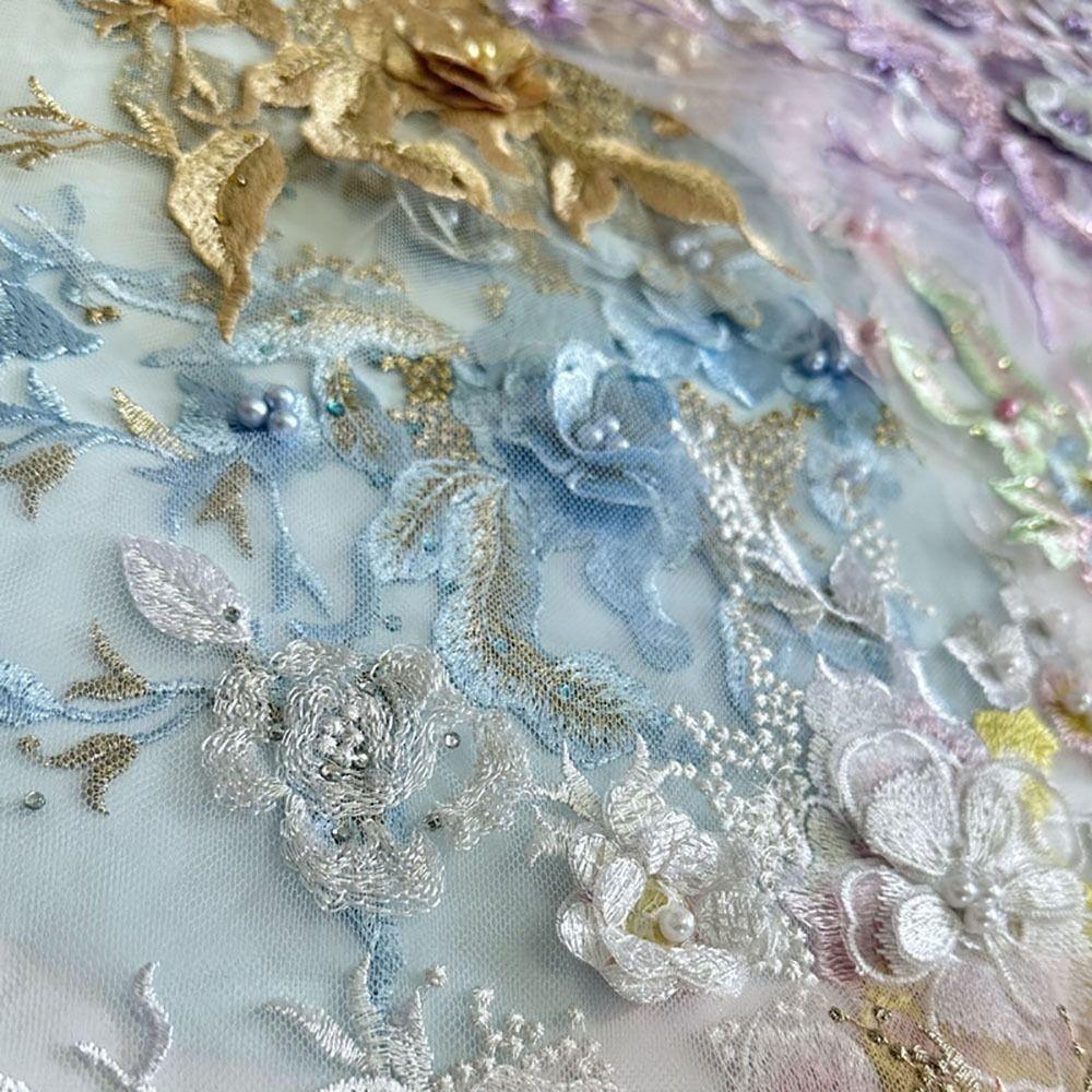 3D Flower Sequined Embroidery Patches DIY Lace Fabrics Applique Clothing Applique  Dresses