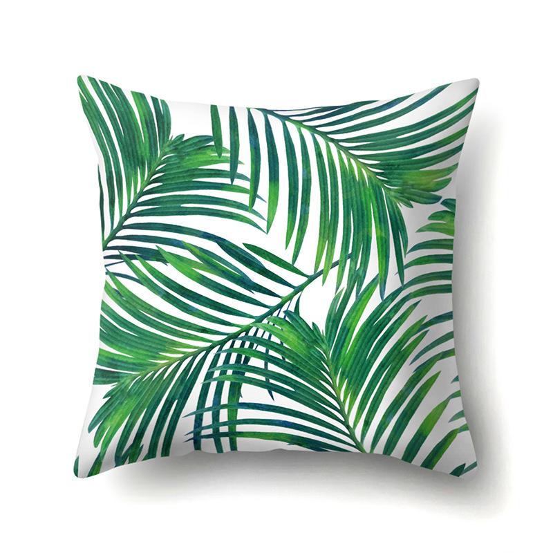 Polyester Pillowcase Nordic Ins Style Plant Flower Print Peach Leather Velvet Pillowcase Car Waist Cushion Cover