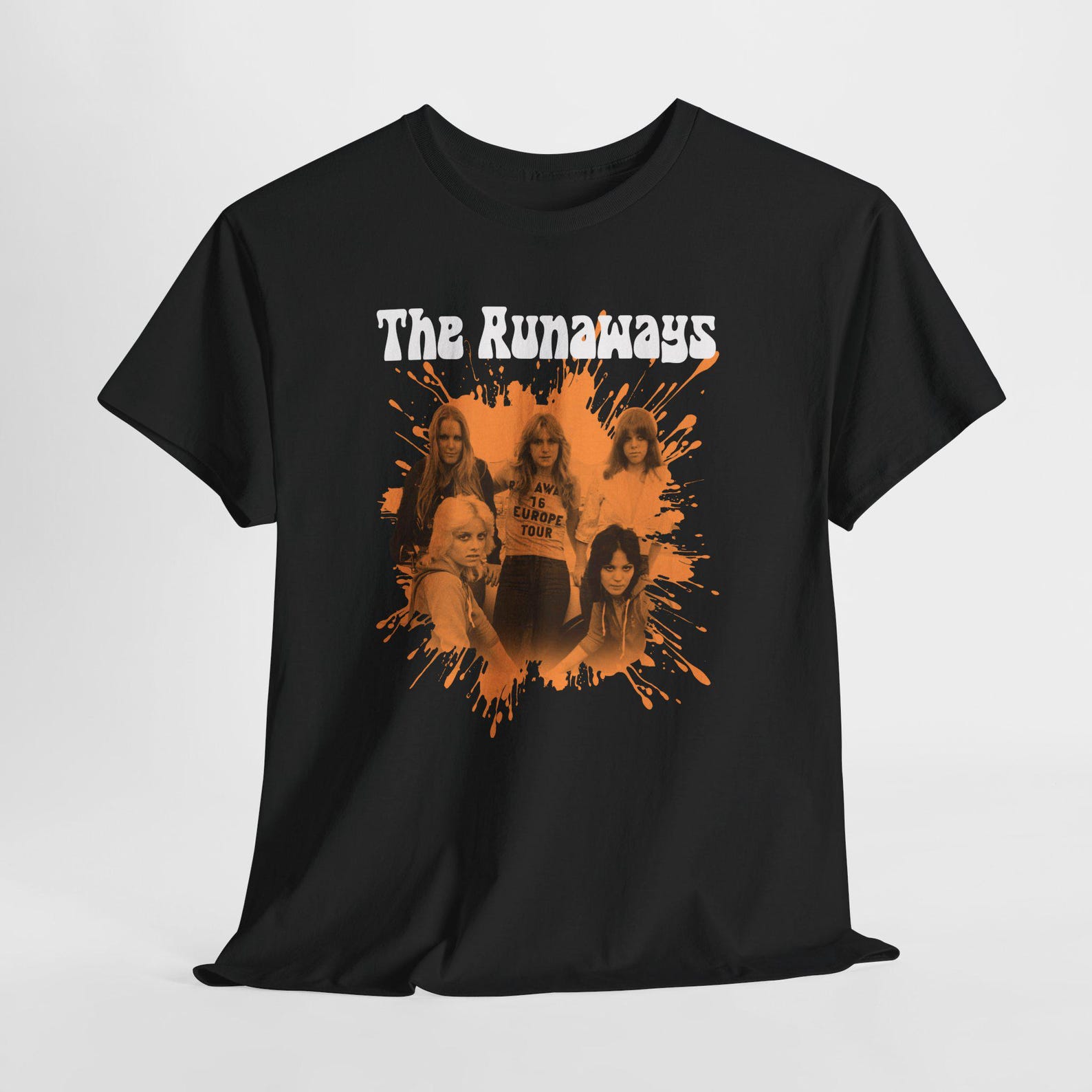 The Runaways band Tee | vintage rock shirt, orange splash design M