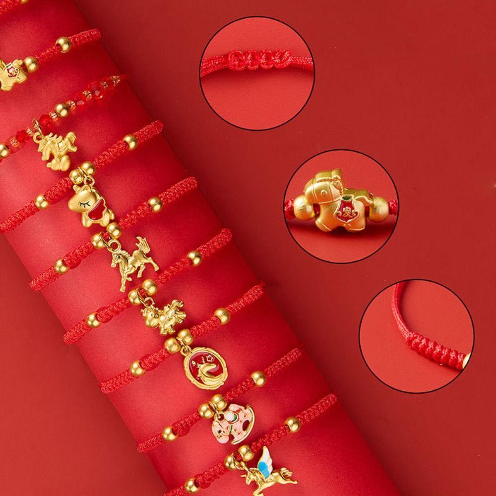 2026 Horse Year Lucky Pony Red Rope Chinese Style Fortune Bracelet Horse Year Bracelet  Girls