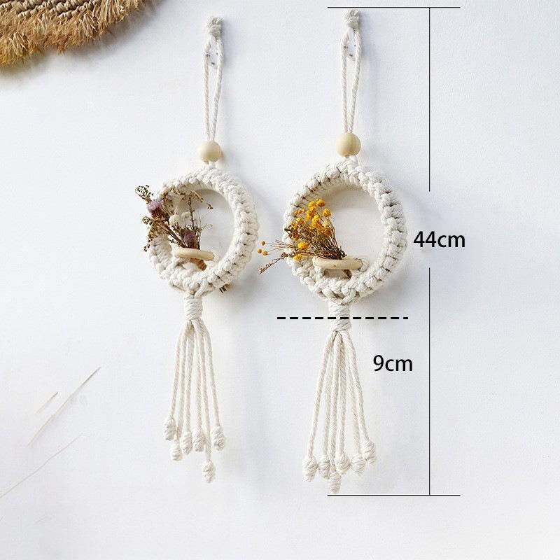 1/2pcs Bohemian Hand-Woven Cotton Rope Hanging Basket Macrame Wall Decor for Bedroom Living Room Dried Flower Wall Decor