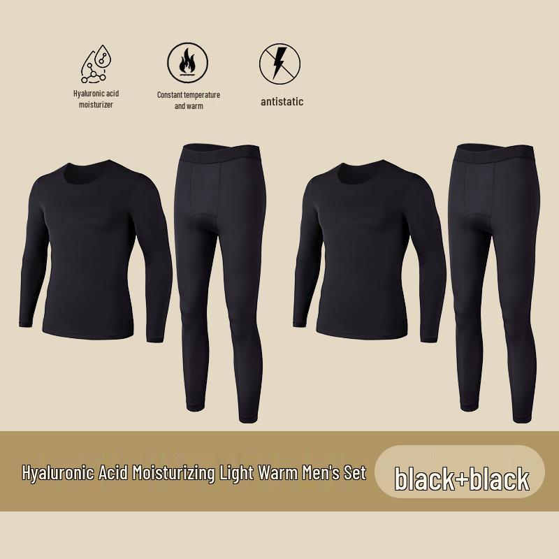 Men’s Ultra-Thin Seamless Self-Heating Thermal Underwear Set - Skin-Enhancing with Hyaluronic Acid for Autumn/Winter