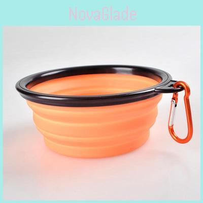 Durable Dog Pet Portable Water Dish Feeder Silicone Collapsible Feeding Bowl For Travel