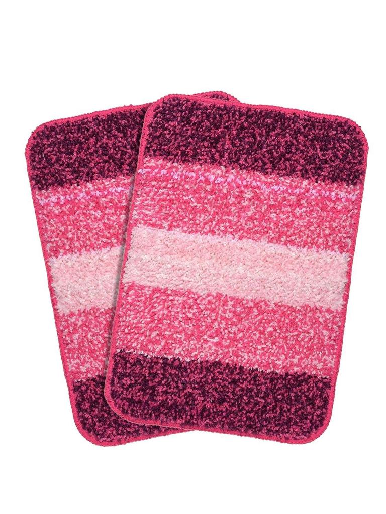 Home Soft Microfibre Anti-Skid Bath Mat - Pack of 2, 50 X 70 Cm, Pink