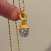 Classic retro brushed pine cone pendant necklace pendant high-end inlay diamonds collar chain women's wedding jewelry gift