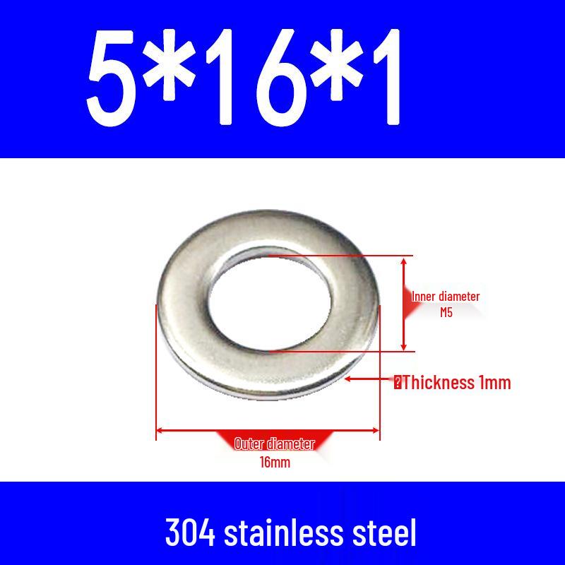 304 Stainless Steel Flat Gasket Washer, Metal Spacer for M2-M20.