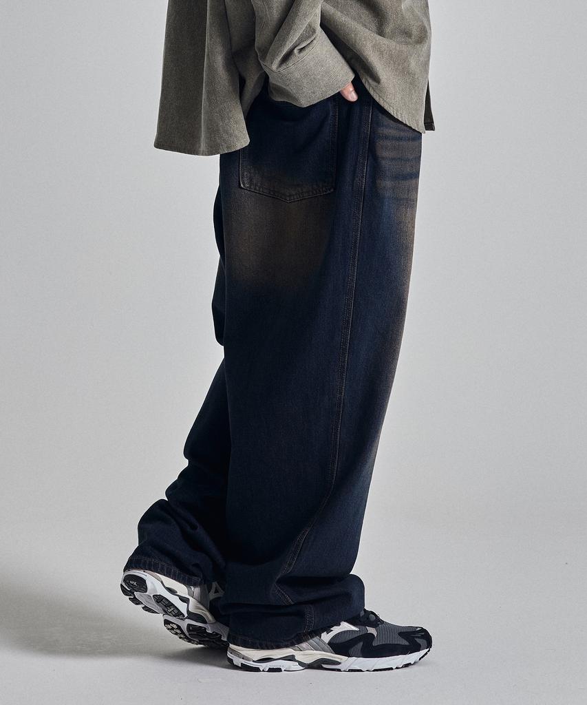 OTHERFITS Hip-Wide Vintage Blue Denim Pants (Dark Blue)