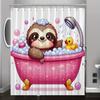 Cute Sloth Cartoon Printed Shower Curtain - Reversible Polyester, Machine Washable,  All-Season Knit Weave for Bathroom Decor