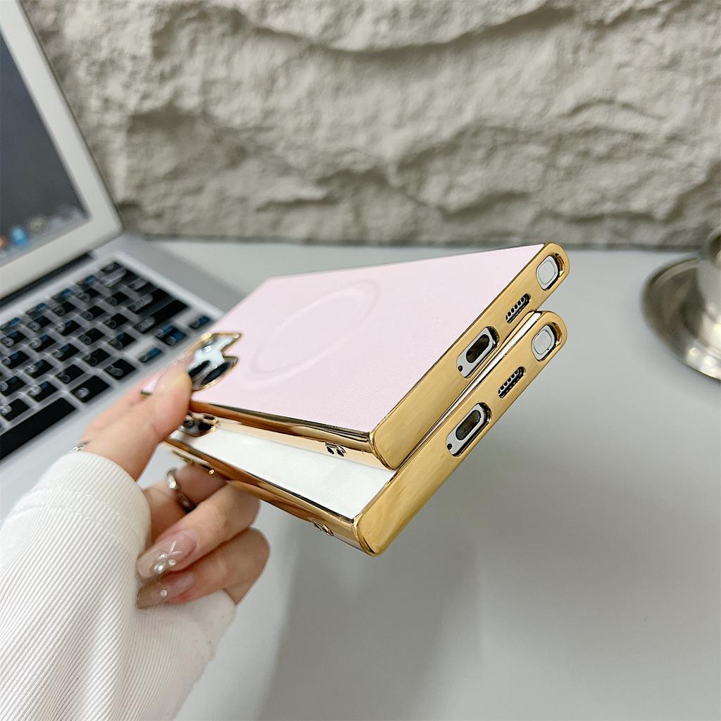 For Samsung Galaxy S25 Ultra Magnetic Case Nappa Texture PU+TPU+PC Phone Back Cover