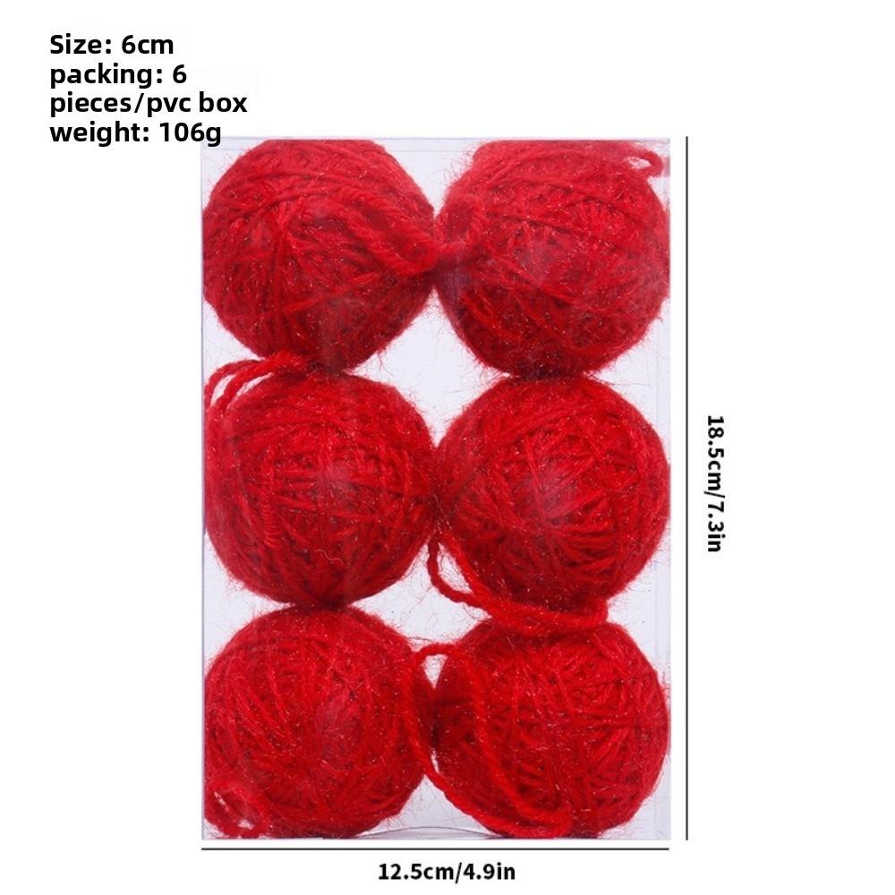 

6PCS New Yarn Christmas Ball Pendant Foam 6cm Xmas Tree Charm Xmas Tree Ornament Christmas