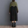 Niche Long Sleeve Loose Patchwork Pleated Dress