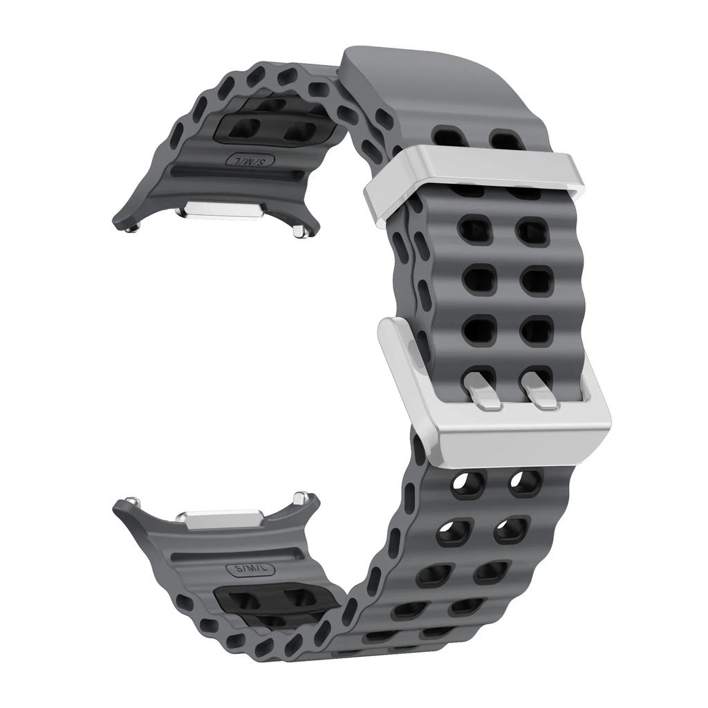 NEW Marine Silicone Strap For Samsung Watch 7 Ultra 47mm Bracelet No Gaps Sport Two-tone Band for Galaxy Ultra Watchband Straps