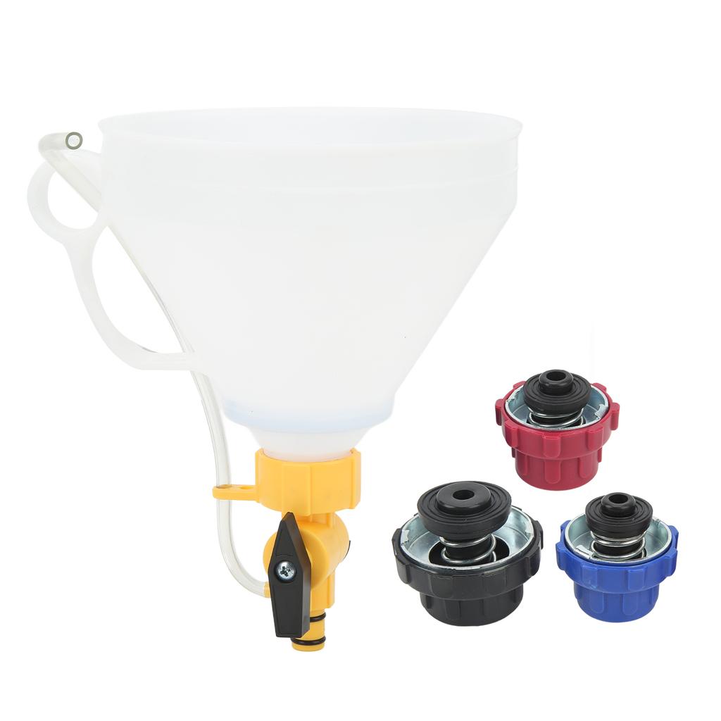 Radiator Coolant Refill Funnel Spill Proof Engine Cooling System Filling Kit with 3 Adapters Replacement for Ford