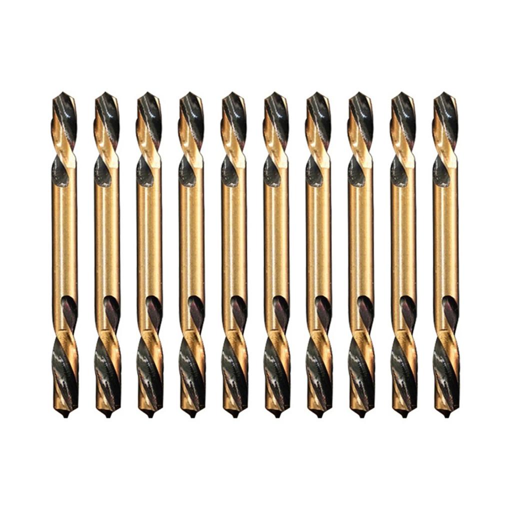 Set of 10 HSS Double Ended Auger Drill Bits for Stainless Steel Wood Aluminum Compatible with Hand Drills and Bench Drills