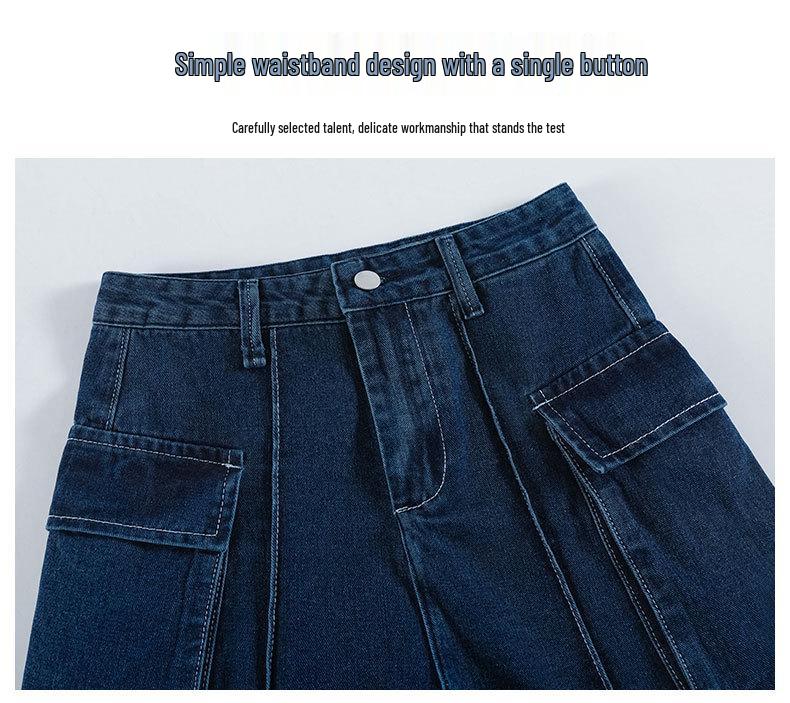 Women's High Waist Denim Overall Shorts - Casual, Slimming, Versatile Summer Hot Pants