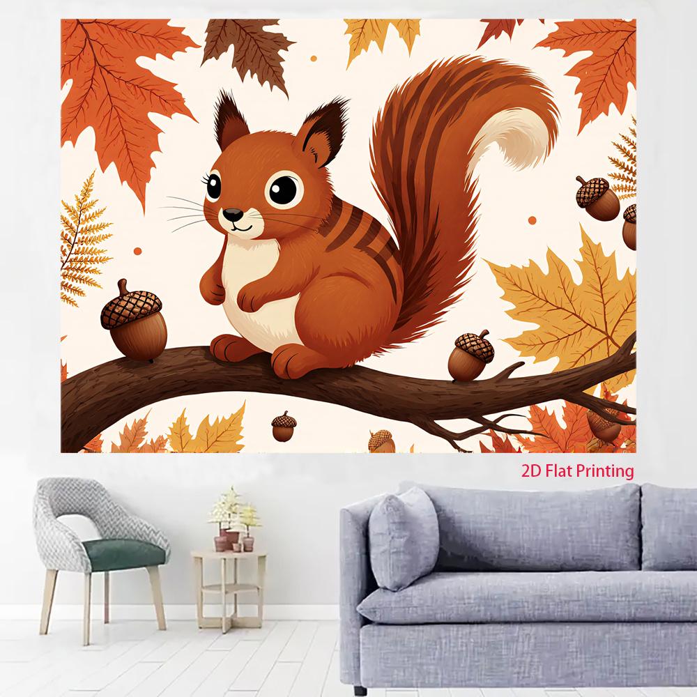 2D flat design 1 piece autumn squirrel pattern suitable for party background