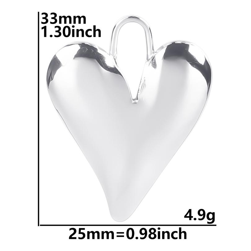 High Quality 6pcs Silver Color Heart Charm Stainless Steel Charms For Jewelry Making Pendnat Breloque Acier Inoxydable Materials