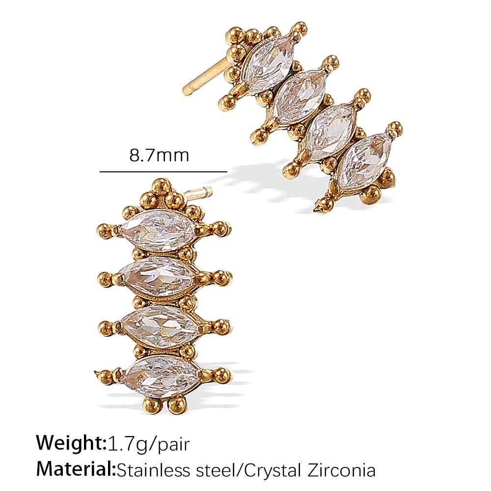 Stainless Steel Sequin Moon Crown Earrings for Women - Luxurious & Stylish Ear Studs