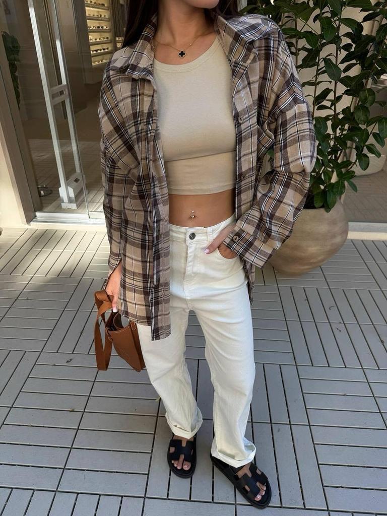 2025 Women's Long Sleeve Plaid Flannel Shirt - Preppy Style, Plus Size, Casual Coat