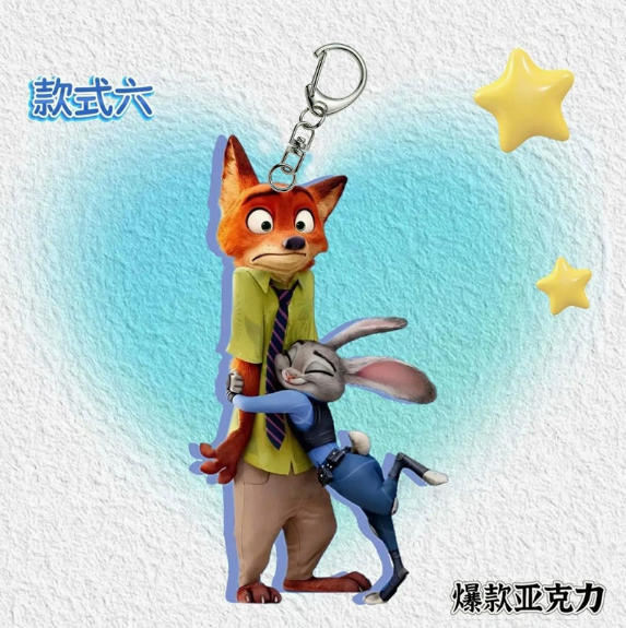 Portachiavi Creativo Carino del Film Zootopia Ornaments in Acrilico Cartone Animato Anime Decorazione per Borse alla Moda Regali per Coppie Amici