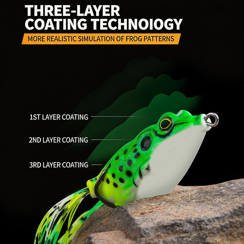 1Pcs Frog Bait Plastic Fishing Lure With Fishing Hooks Topwater Ray Frog Artificial 3D Eyes Fishing Tackle Accessory Fish Suppli