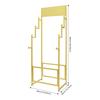 Carpet Display Rack Floor Standing, 4-Tier Golden Metal Rug Display Stand with Stepped Design, 100 lbs Capacity for Mats Scarves Belts Retail Store