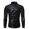 Men's Fashion Stamped Long Sleeve Shirt Printed Long-Sleeved Blouse