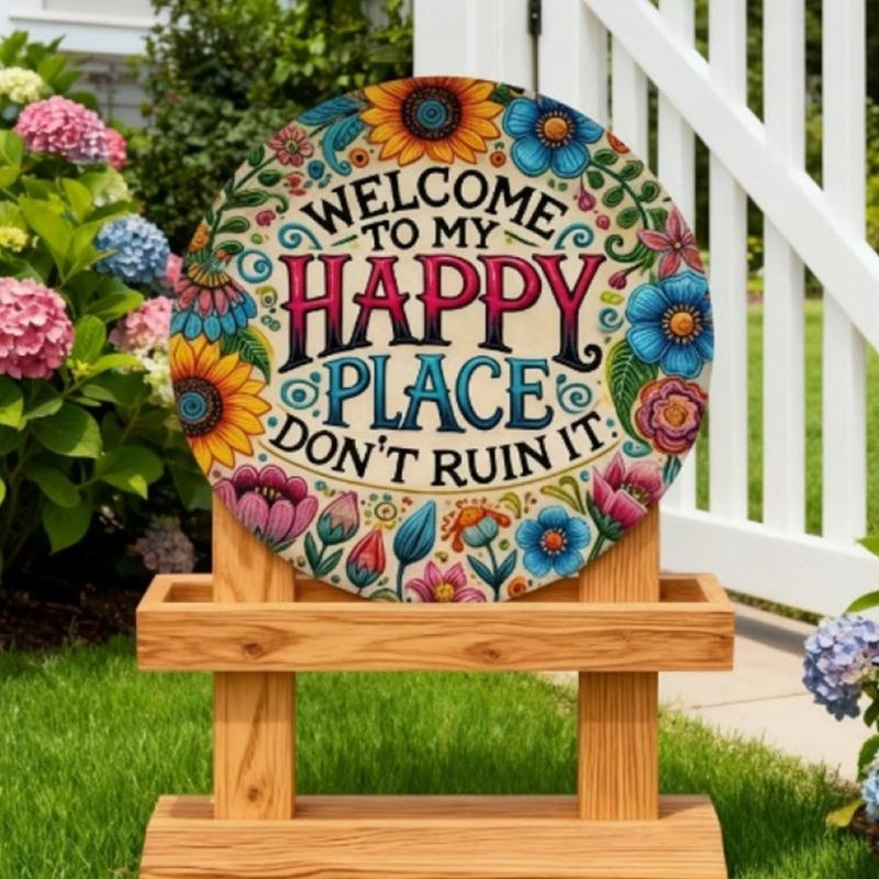 Welcome to Happy Place Don't Ruin It Wall Signs Welcome Sign for Front Door Wooden Wall Signs for Office Home Decors