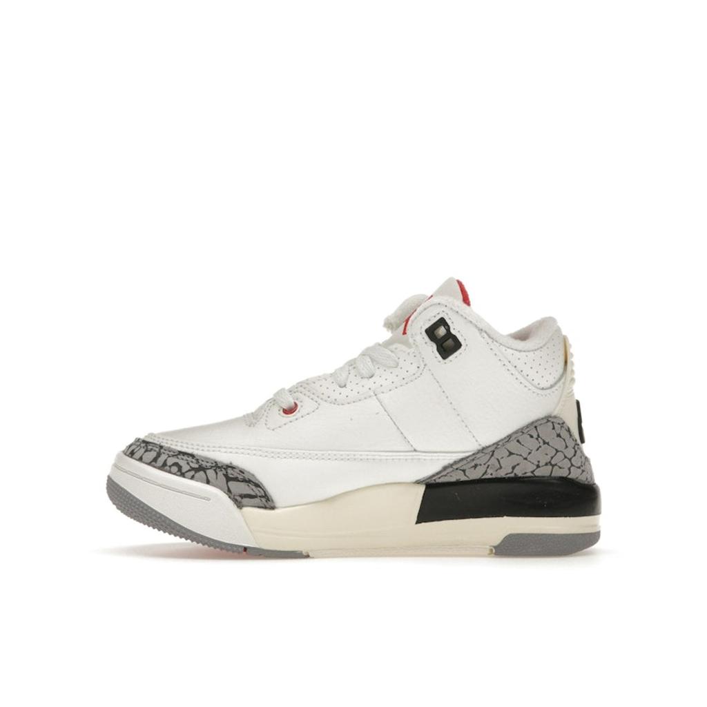 Air Jordan 3 Retro PS White Cement Reimagined Kids Sneakers Summit-White Fire-Red Black DM0966-100