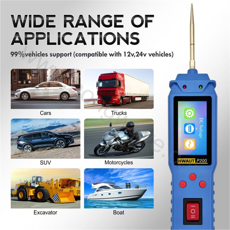 P100 P200 Automotive Circuit Tester 12V/24V Power Probe Diagnostic Tool TFT Screen Oscilloscope & PWM Output Overload Protection