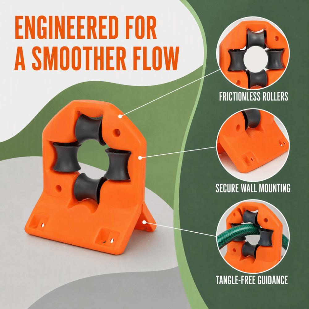 2PCS Plastic Garden Hose Holder Orange Wall Mount Hose Guide Hose Roller Guide Fence Hose Routing