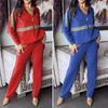 Yousheng 2 Pcs/Set Women Sweatshrit Pants Suit Sequin Hooded Long Sleeves Zip-up Sport Hoodie Elastic Waist Trousers Fitness Outfit Fall Spring