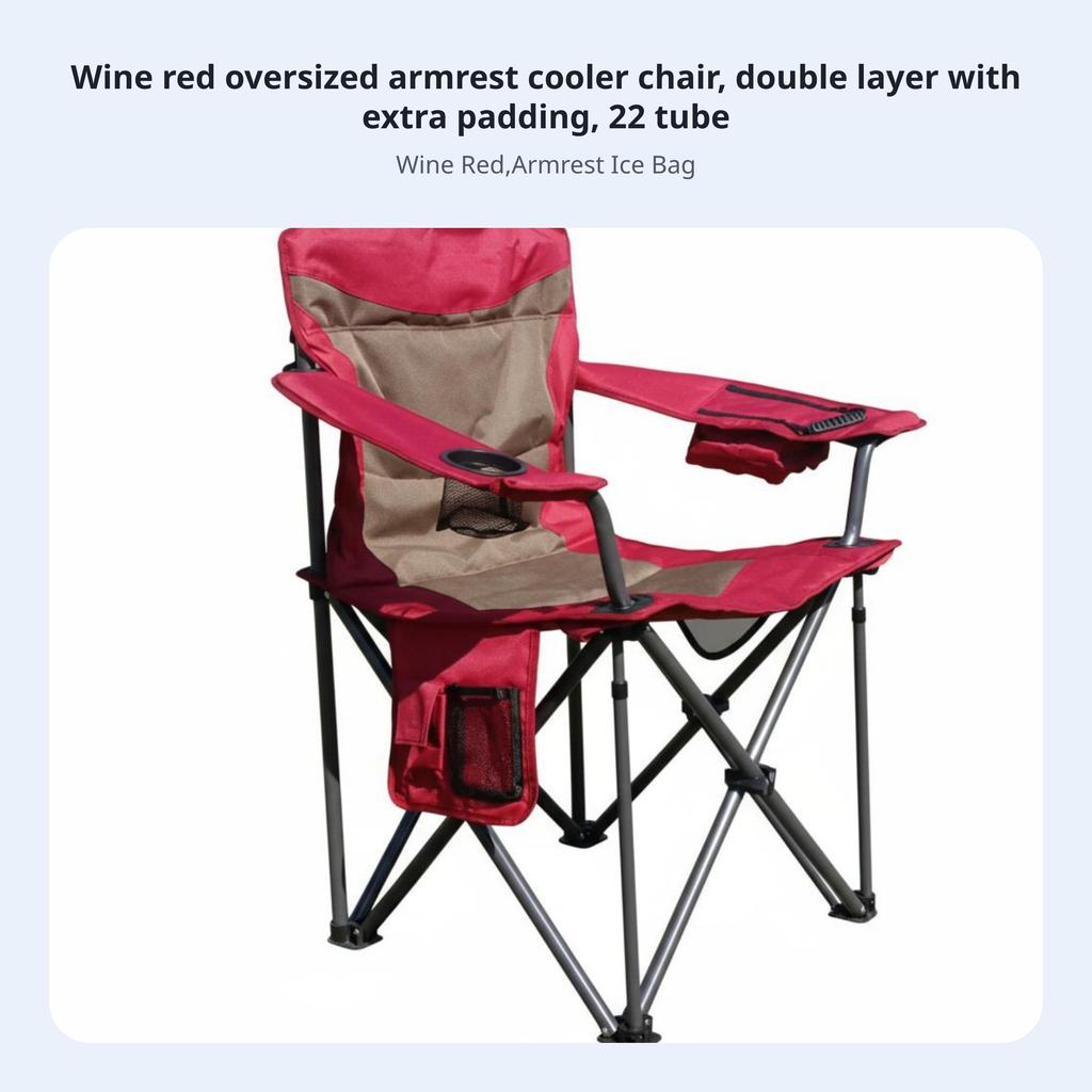 Portable Armchair With Beverage Holder Foldable Design Camp Seat Sturdy Frame Includes Carrying Bag For Beachon The Moveers