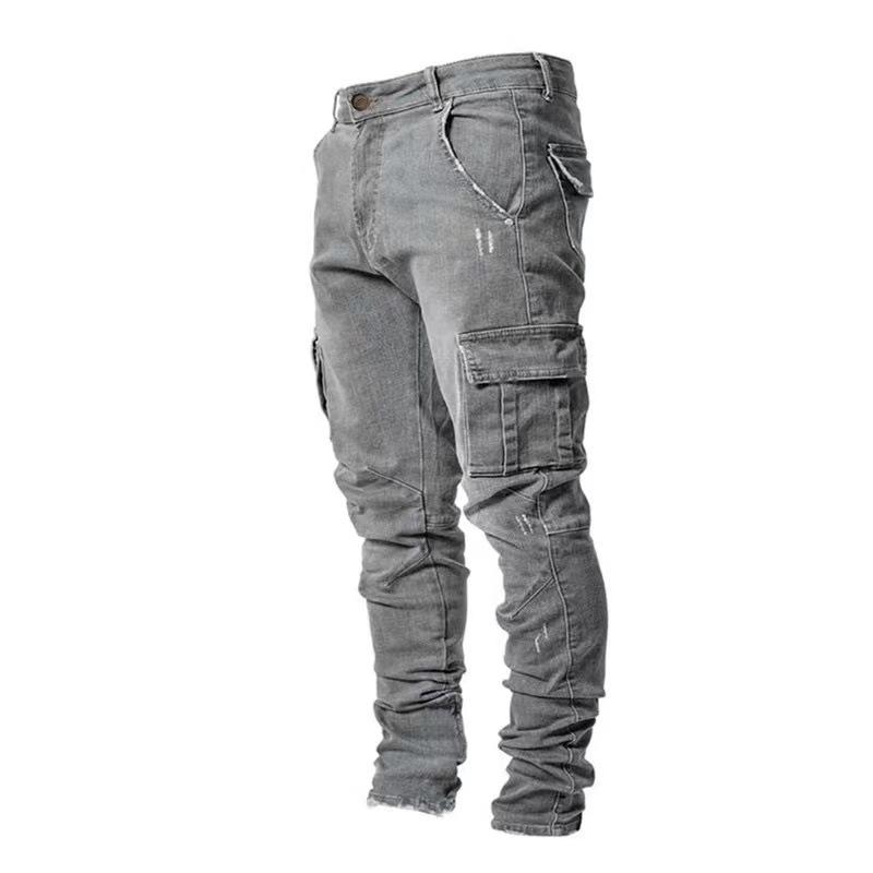 

European American Men s Slim Fit Side Pocket Skinny Jeans L сірий колір