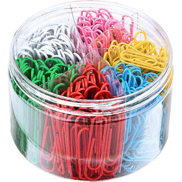 450 штук цветных скрепок, средний размер 1 1/10 дюйма и большой размер 2 дюйма