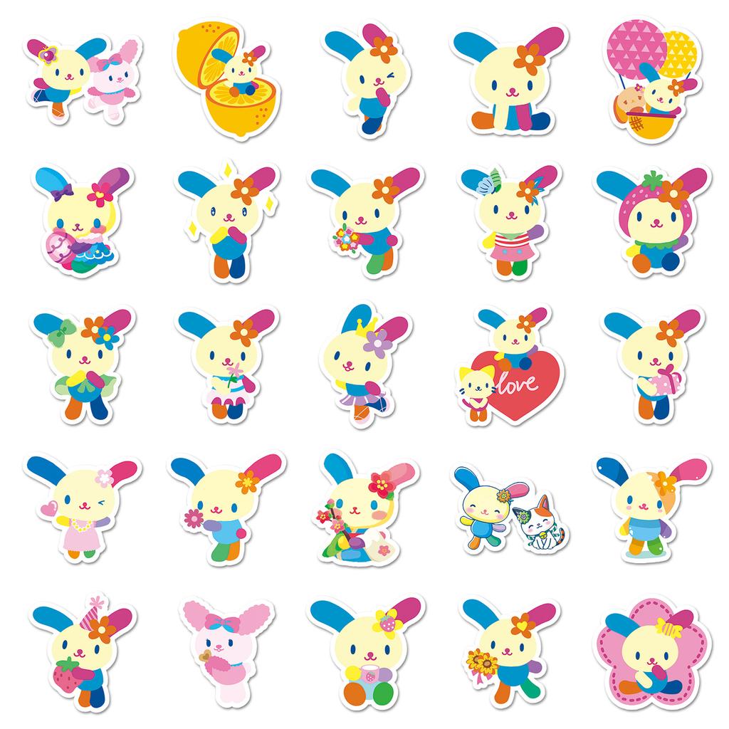 Sanrio Animation Design Floral Bunny Usahana Decals, Little Mochi Design Decals for Stationery and Phone Decoration