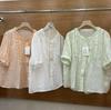 1116 Summer New Women's Crew Neck Japanese Ramie Shirt Loose Shirt Top Cardigan Literary Style Short Sleeve Age Reduction